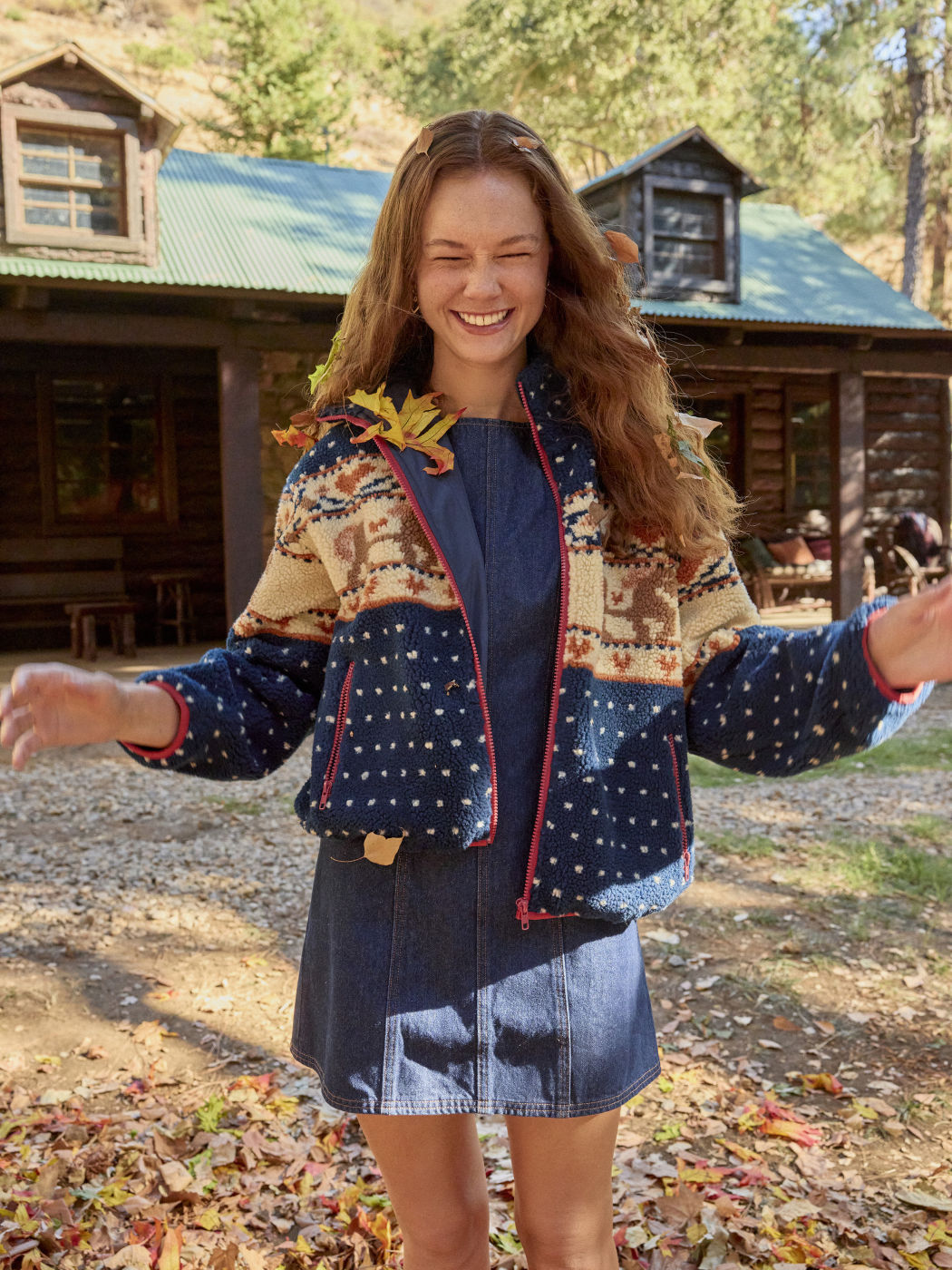 Fleece Collar Graphic Jacket （Buy 2 Free Shipping)