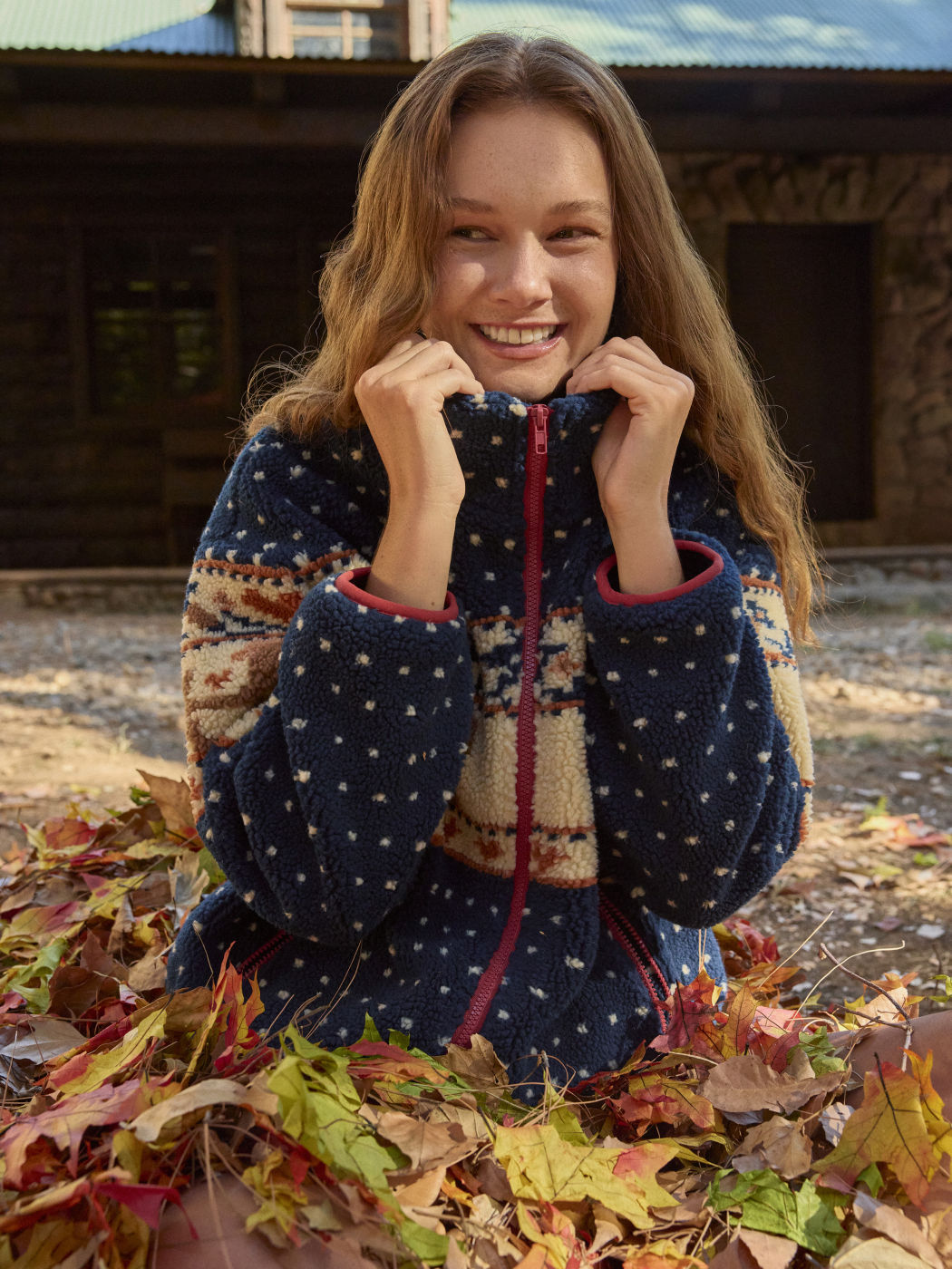 Fleece Collar Graphic Jacket （Buy 2 Free Shipping)