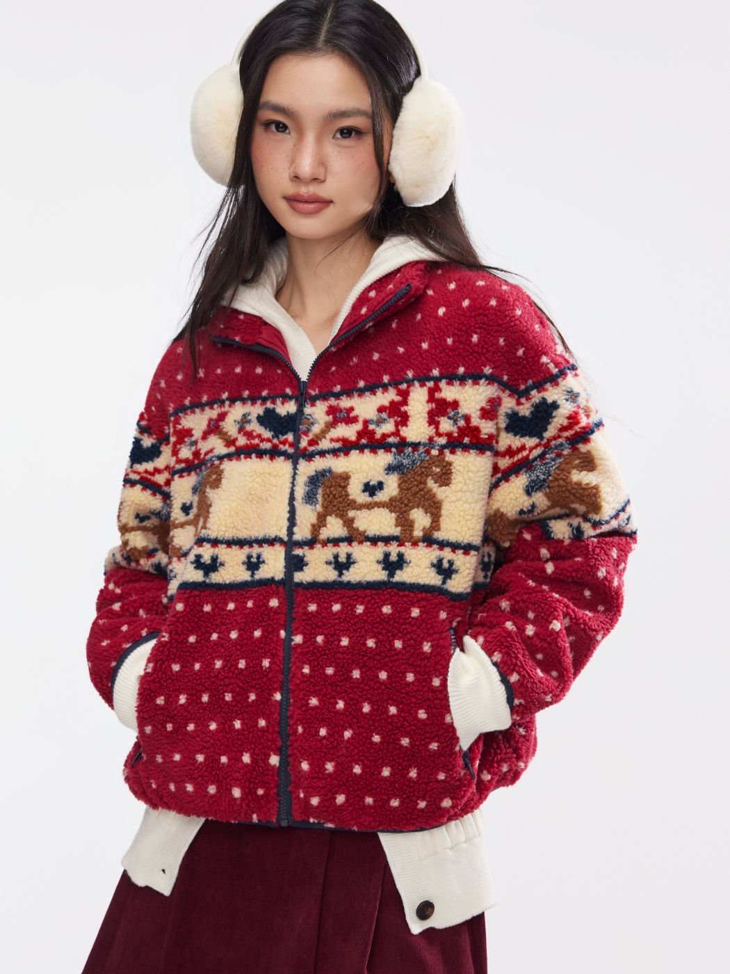 Fleece Collar Graphic Jacket （Buy 2 Free Shipping)