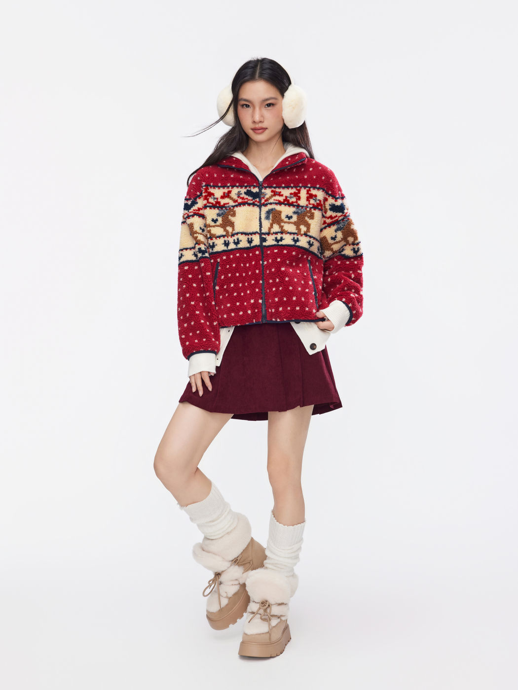 Fleece Collar Graphic Jacket （Buy 2 Free Shipping)