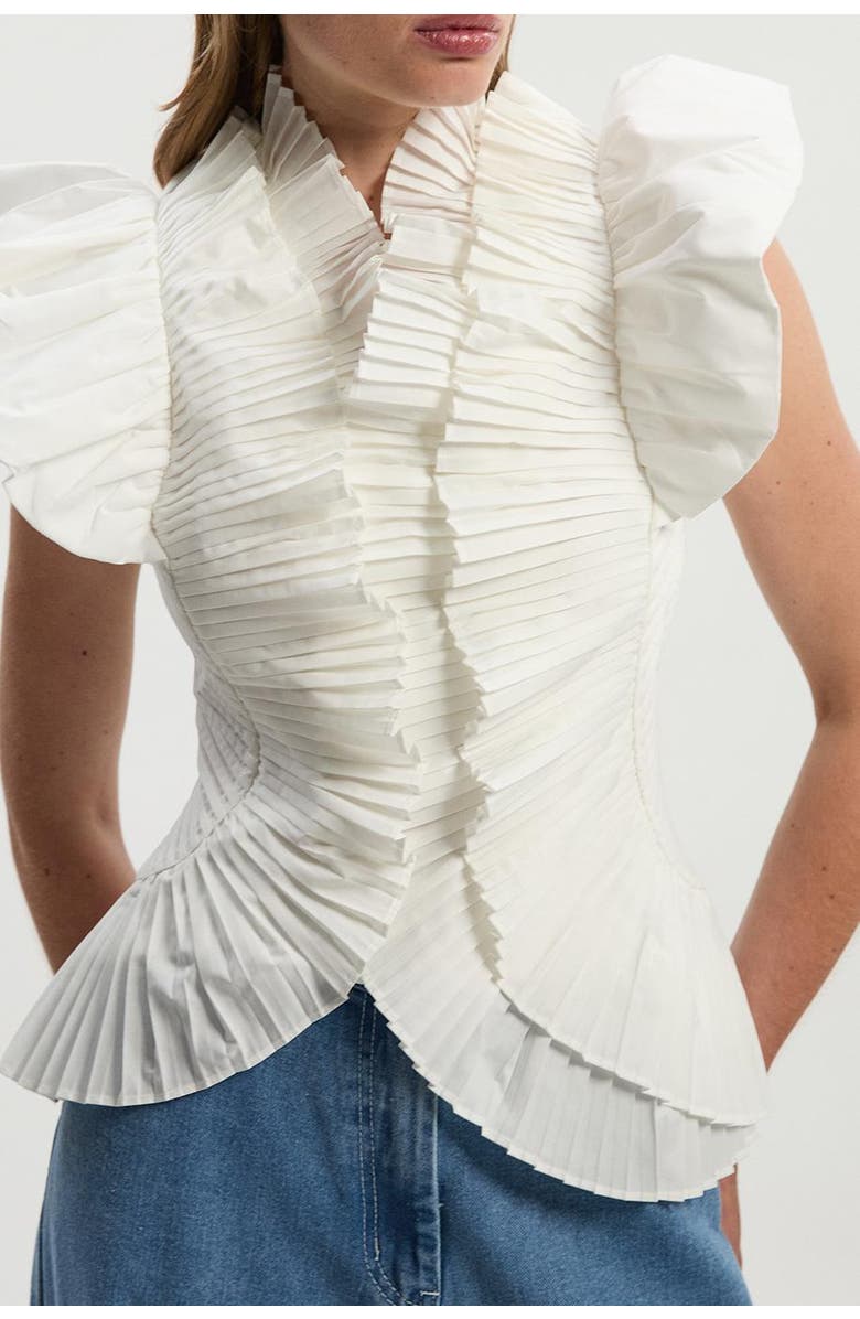 Pleated Ruffle Sleeve Top（Buy 2 Free Shipping)