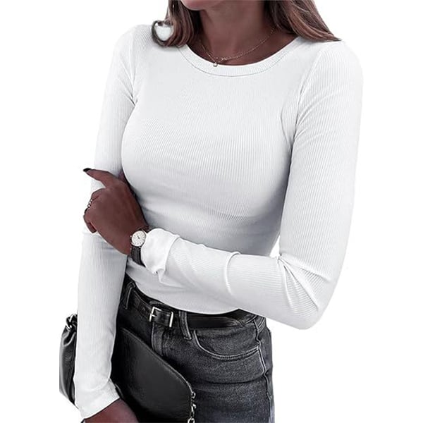 ✨Women Long Sleeve Crewneck Rib Knit Basic Tee Tops 2025 Casual T-Shirt
