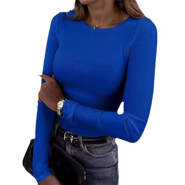 ✨Women Long Sleeve Crewneck Rib Knit Basic Tee Tops 2025 Casual T-Shirt