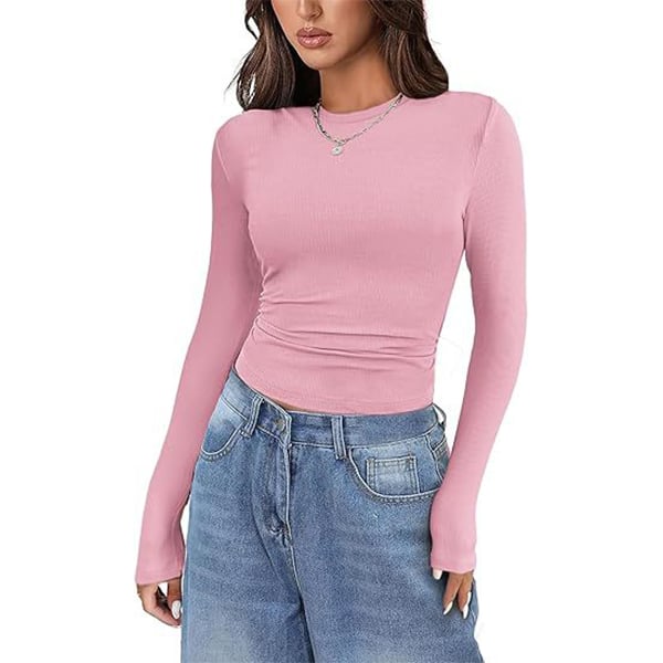✨Women Long Sleeve Crewneck Rib Knit Basic Tee Tops 2025 Casual T-Shirt