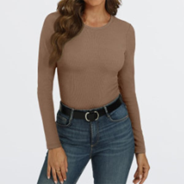 ✨Women Long Sleeve Crewneck Rib Knit Basic Tee Tops 2025 Casual T-Shirt