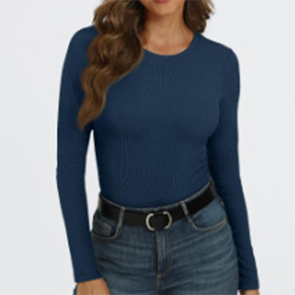 ✨Women Long Sleeve Crewneck Rib Knit Basic Tee Tops 2025 Casual T-Shirt