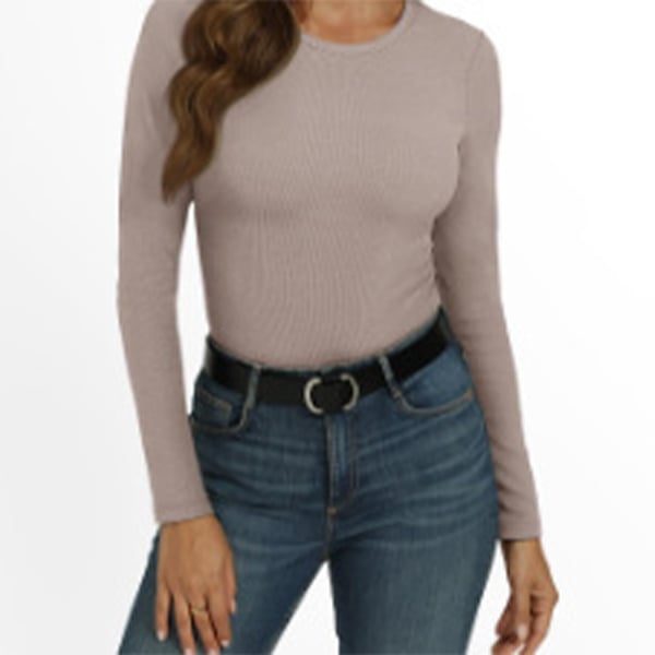 ✨Women Long Sleeve Crewneck Rib Knit Basic Tee Tops 2025 Casual T-Shirt