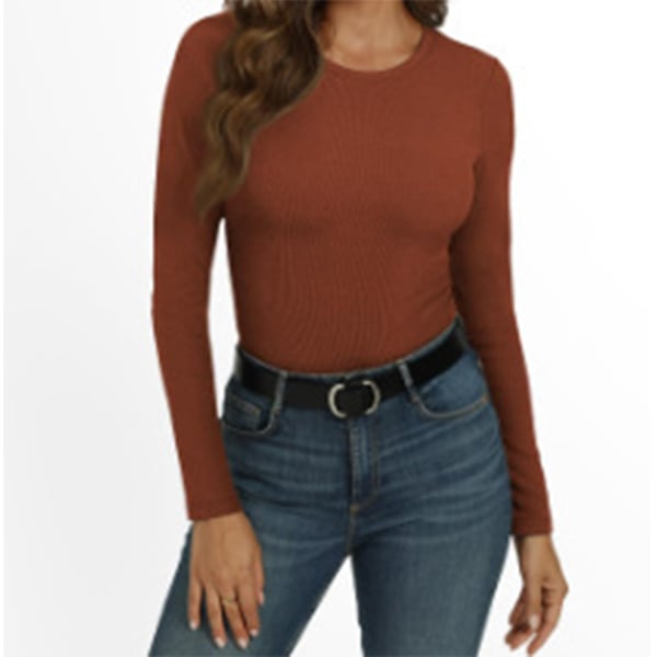 ✨Women Long Sleeve Crewneck Rib Knit Basic Tee Tops 2025 Casual T-Shirt