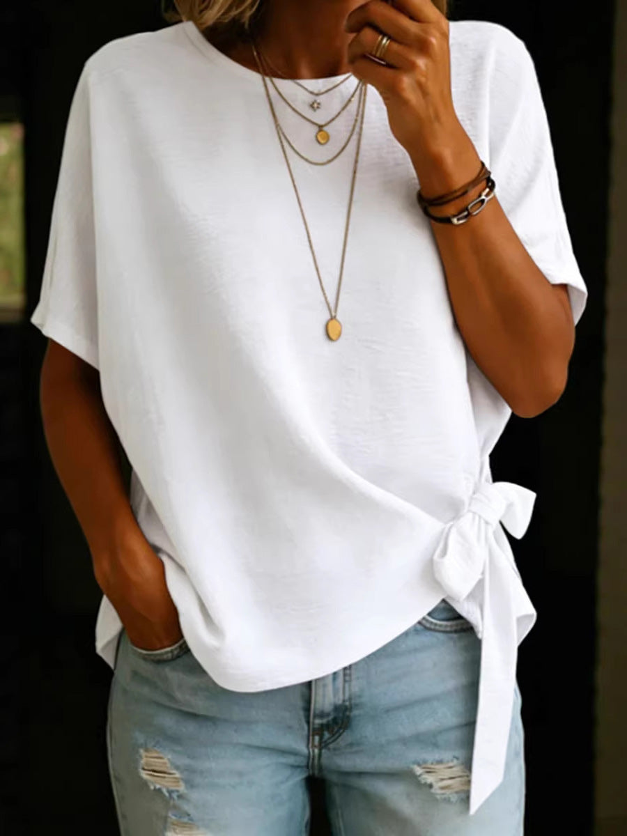 Women's Short-sleeve Knotted Hem Top
