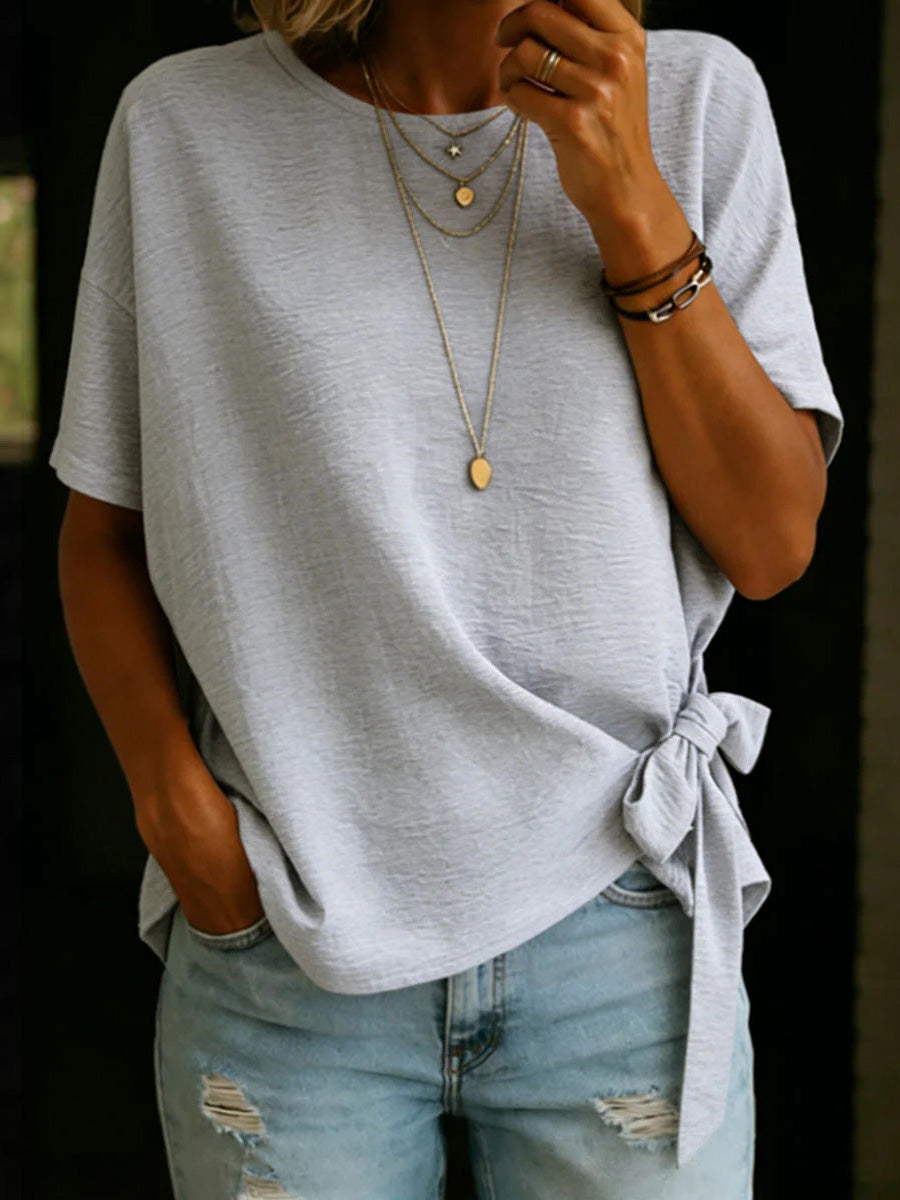 Women's Short-sleeve Knotted Hem Top