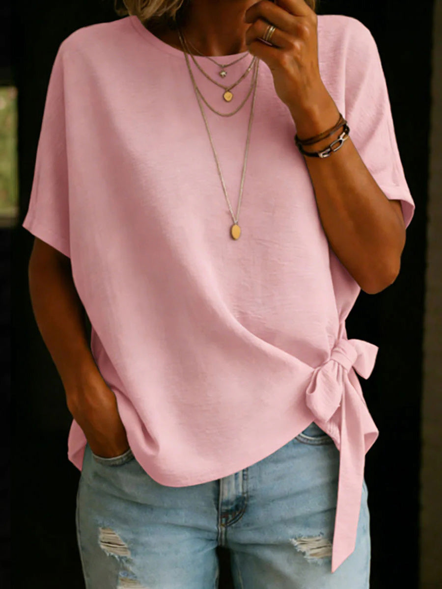 Women's Short-sleeve Knotted Hem Top