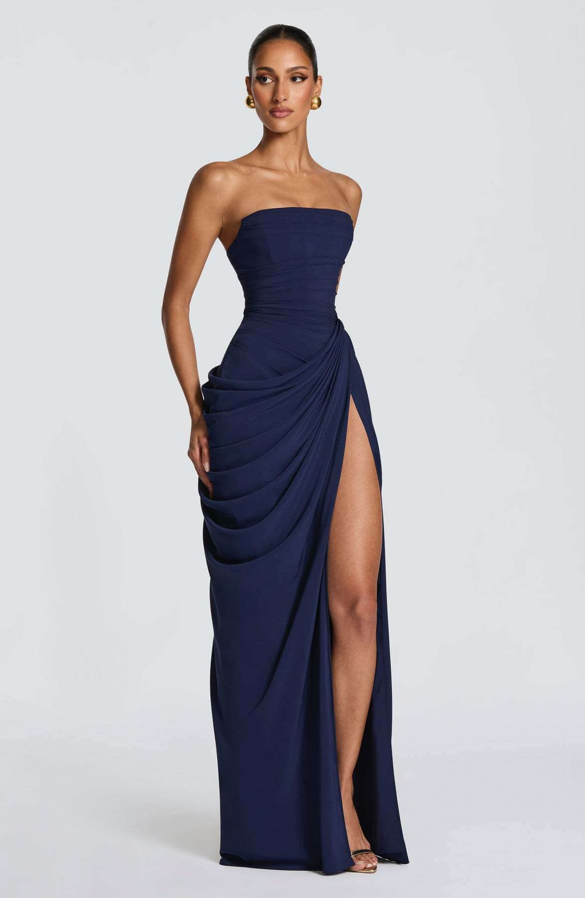 Strapless Draped High-Slit Maxi Dress （BUY 2 Free Shipping）