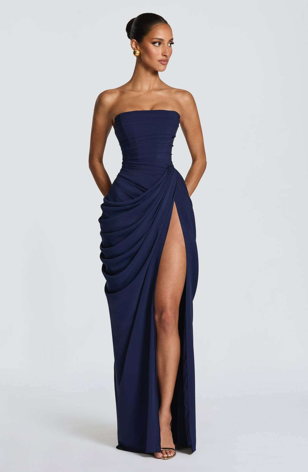 Strapless Draped High-Slit Maxi Dress （BUY 2 Free Shipping）