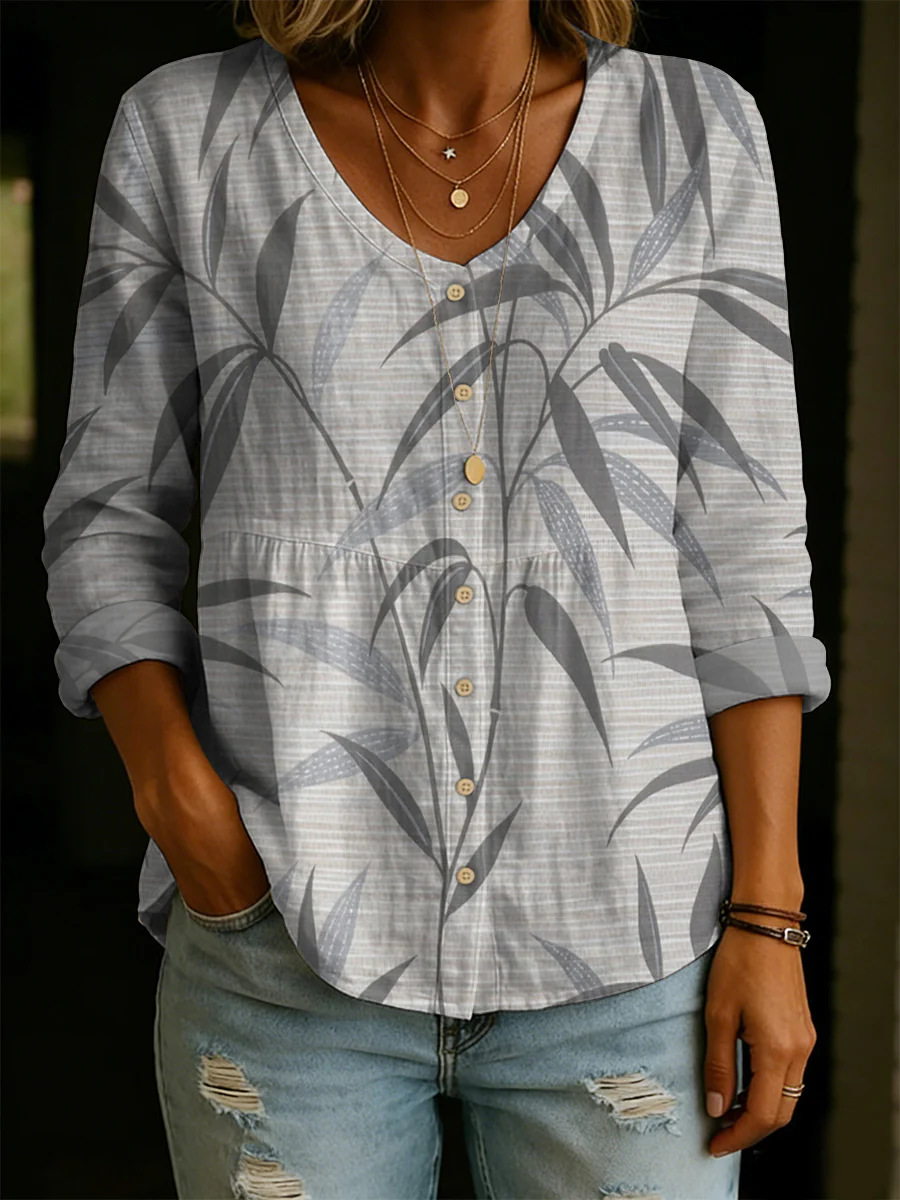 Women's Art Print Casual Cotton Shirt