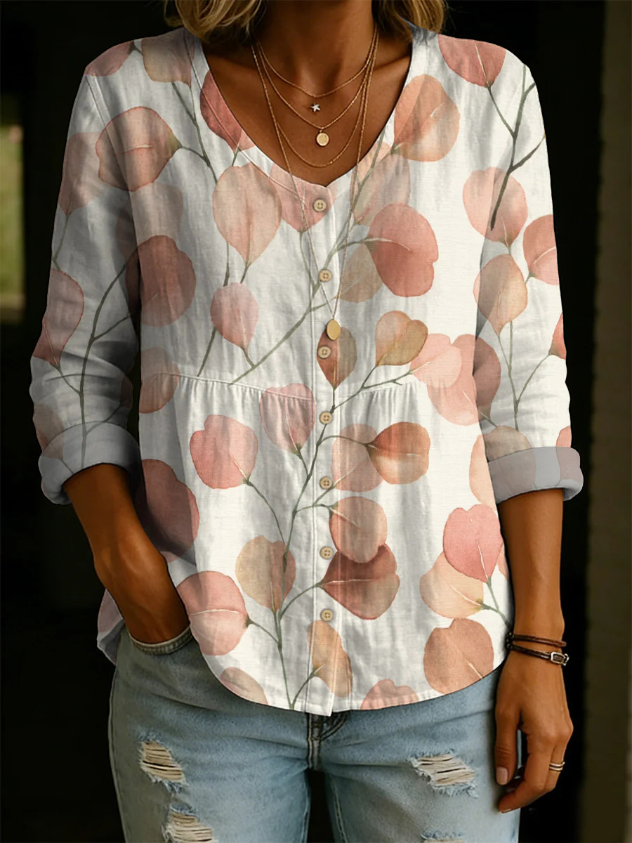Women's Art Print Casual Cotton Shirt