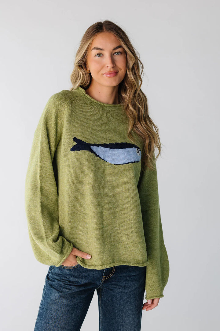 Olive Knit Fisherman Sweater and Blue Striped Pants  Set (Buy 2 Free Shipping)