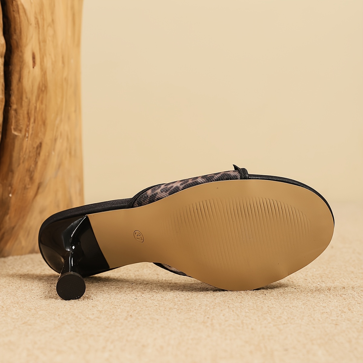 Women'S Stylish Leopard Print Mesh High-Heeled Mules with Bow Decoration