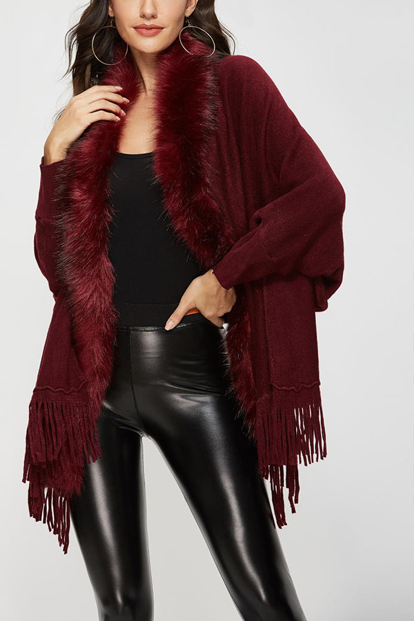 Fur collar shawl cardigan (Buy 2 Free Shipping)