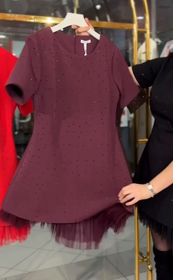 🌟Women's Lace Trim Rhinestone Pure Cotton Dress（Buy 2 Free Shipping)