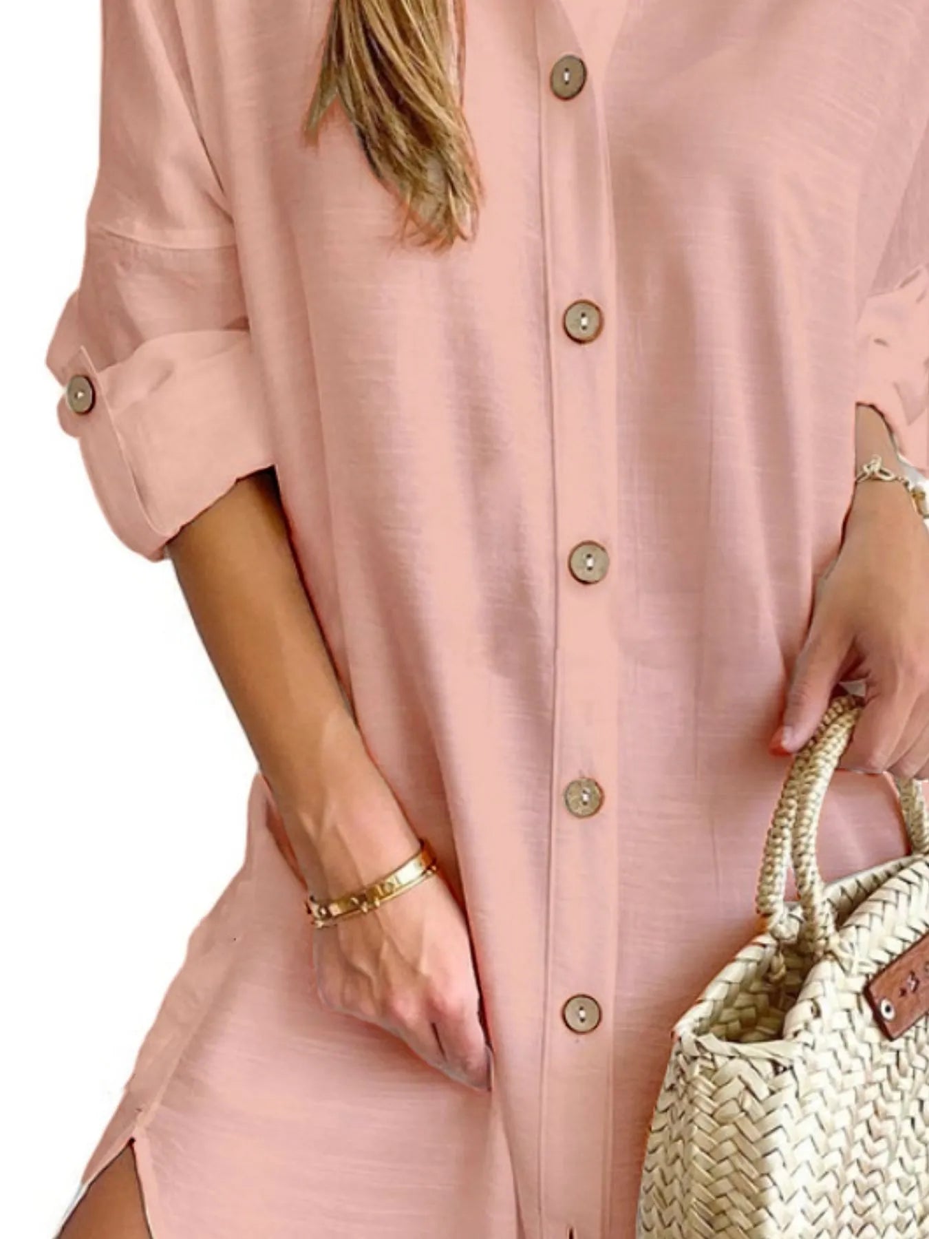 Button Down Long Sleeve Shirt Dress (Buy 2 Free Shipping)