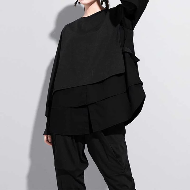 Fake Two-piece Straight Spliced Long-sleeved Shirt (Buy 2 Free Shipping)