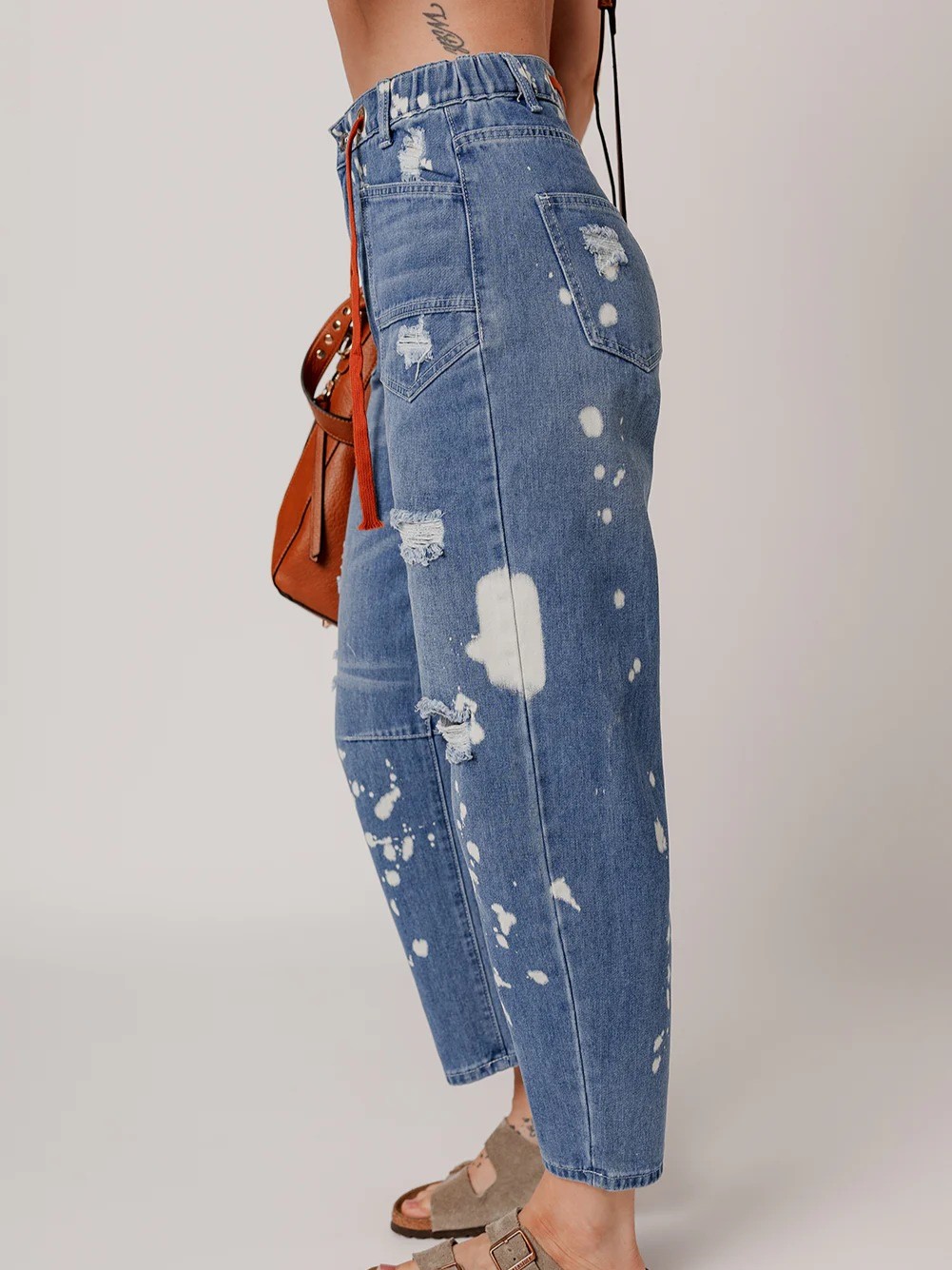 Casual Women's Distressed Drawstring Jeans (Buy 2 Free Shipping)