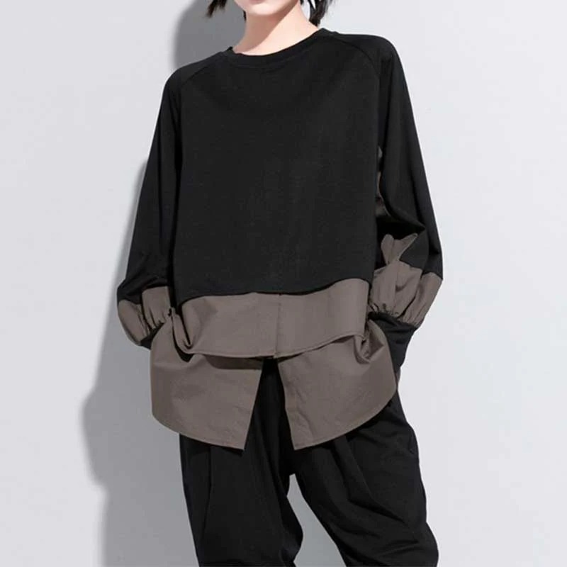 Fake Two-piece Straight Spliced Long-sleeved Shirt (Buy 2 Free Shipping)