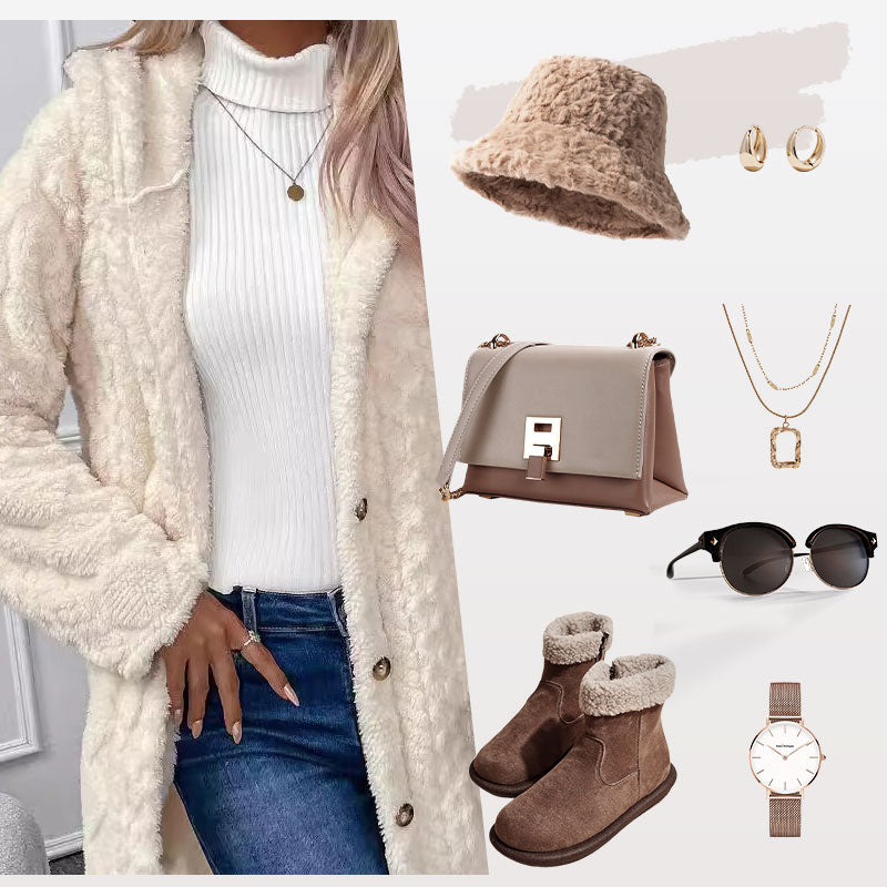 🎅 Festliche Vorratssale🧥Damen warme Jacke mit Kapuze und Rautenmuster🎁