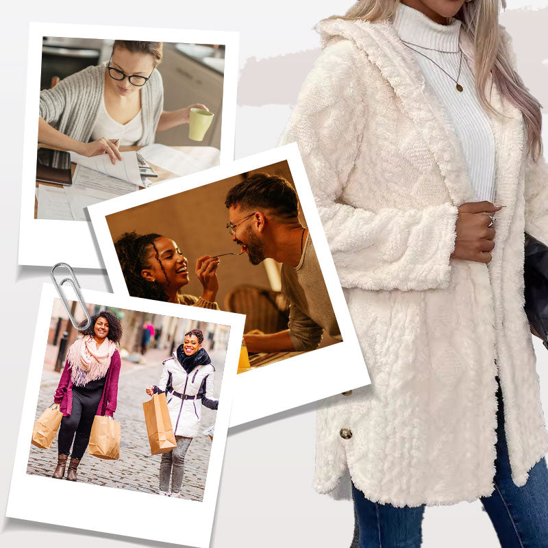 🎅 Festliche Vorratssale🧥Damen warme Jacke mit Kapuze und Rautenmuster🎁