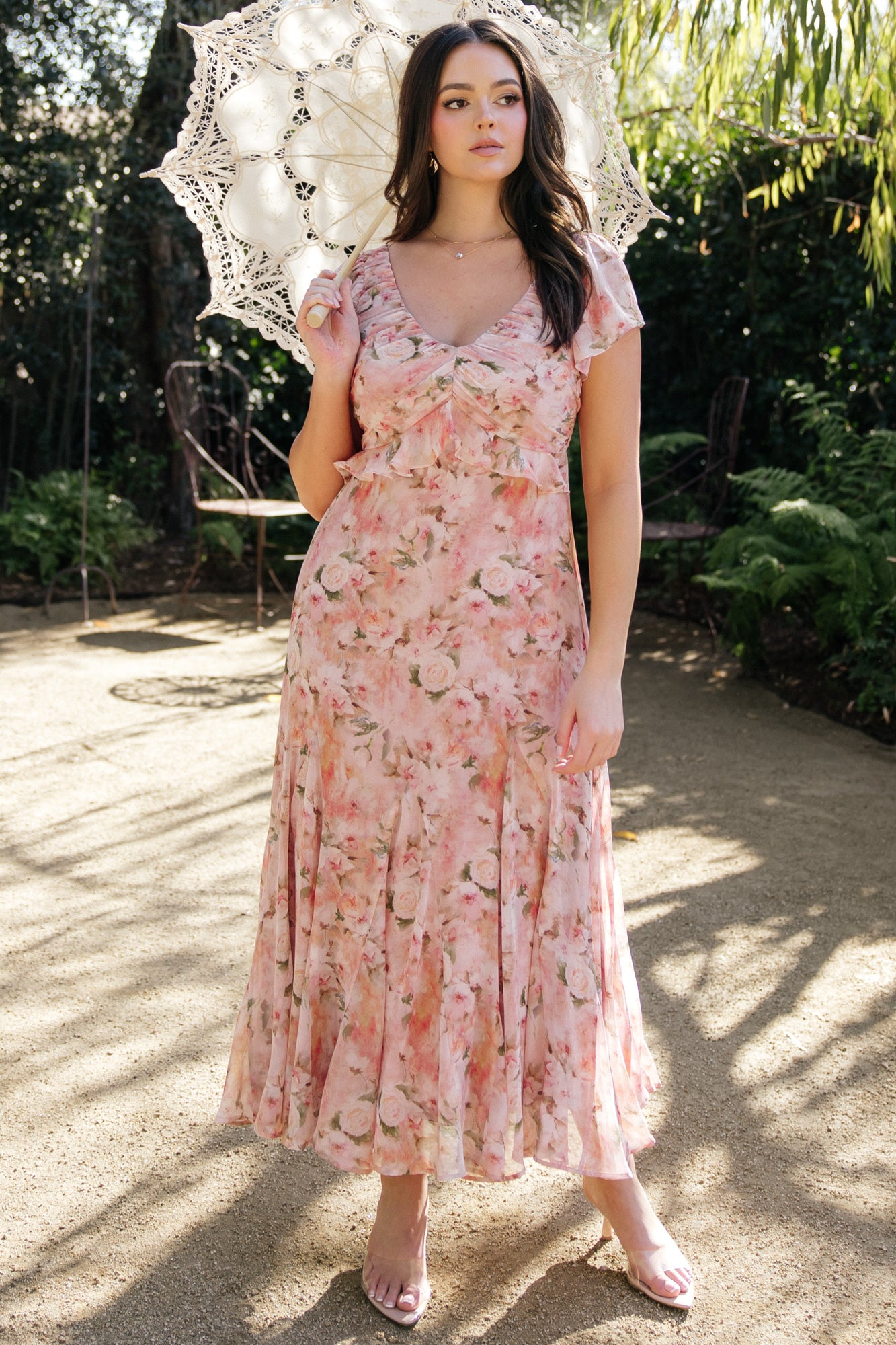 Teuila Midi Dress | Blush Floral-Glamsiq