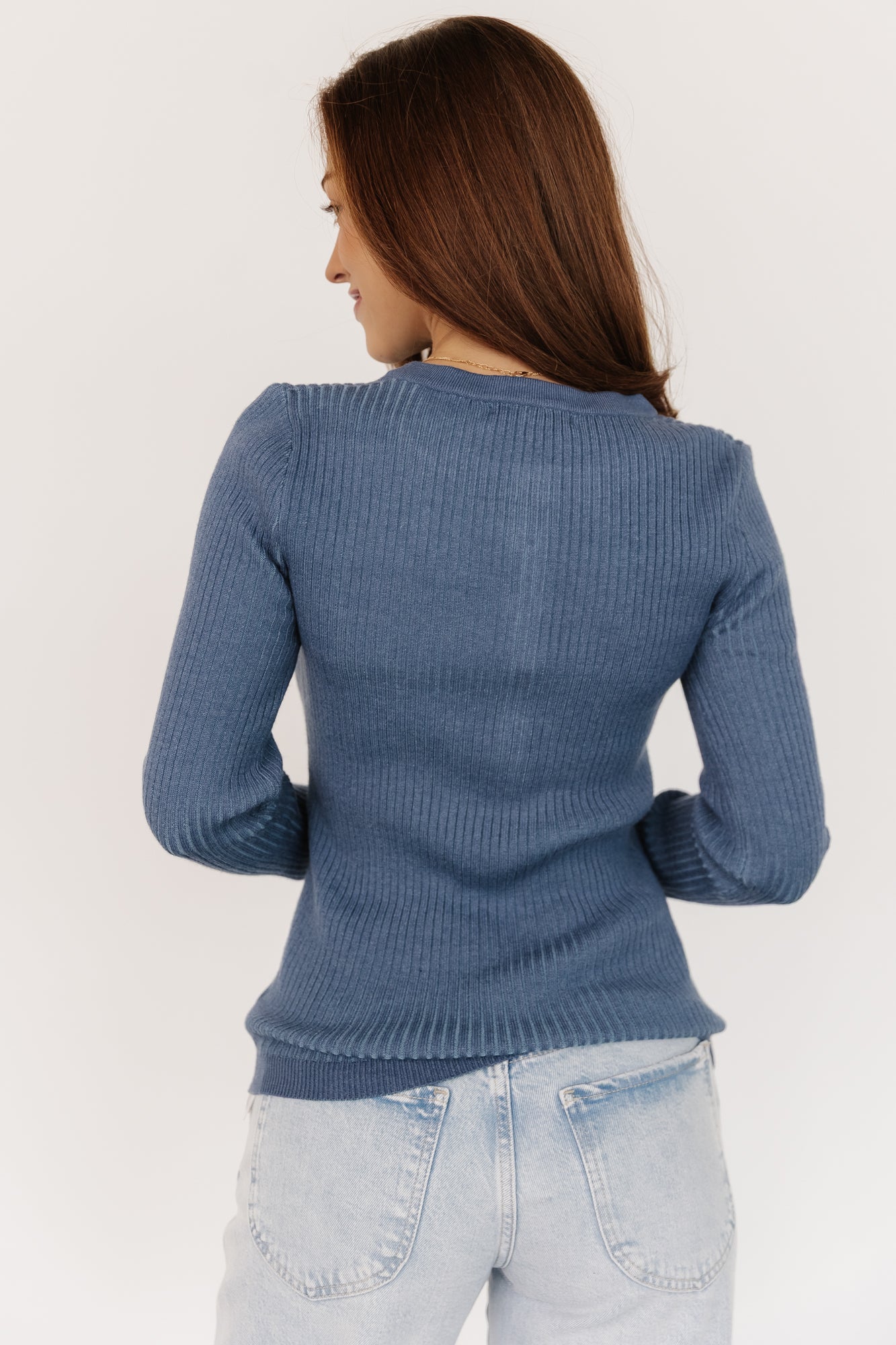 Stevie Ribbed Sweater | Blue-Glamsiq