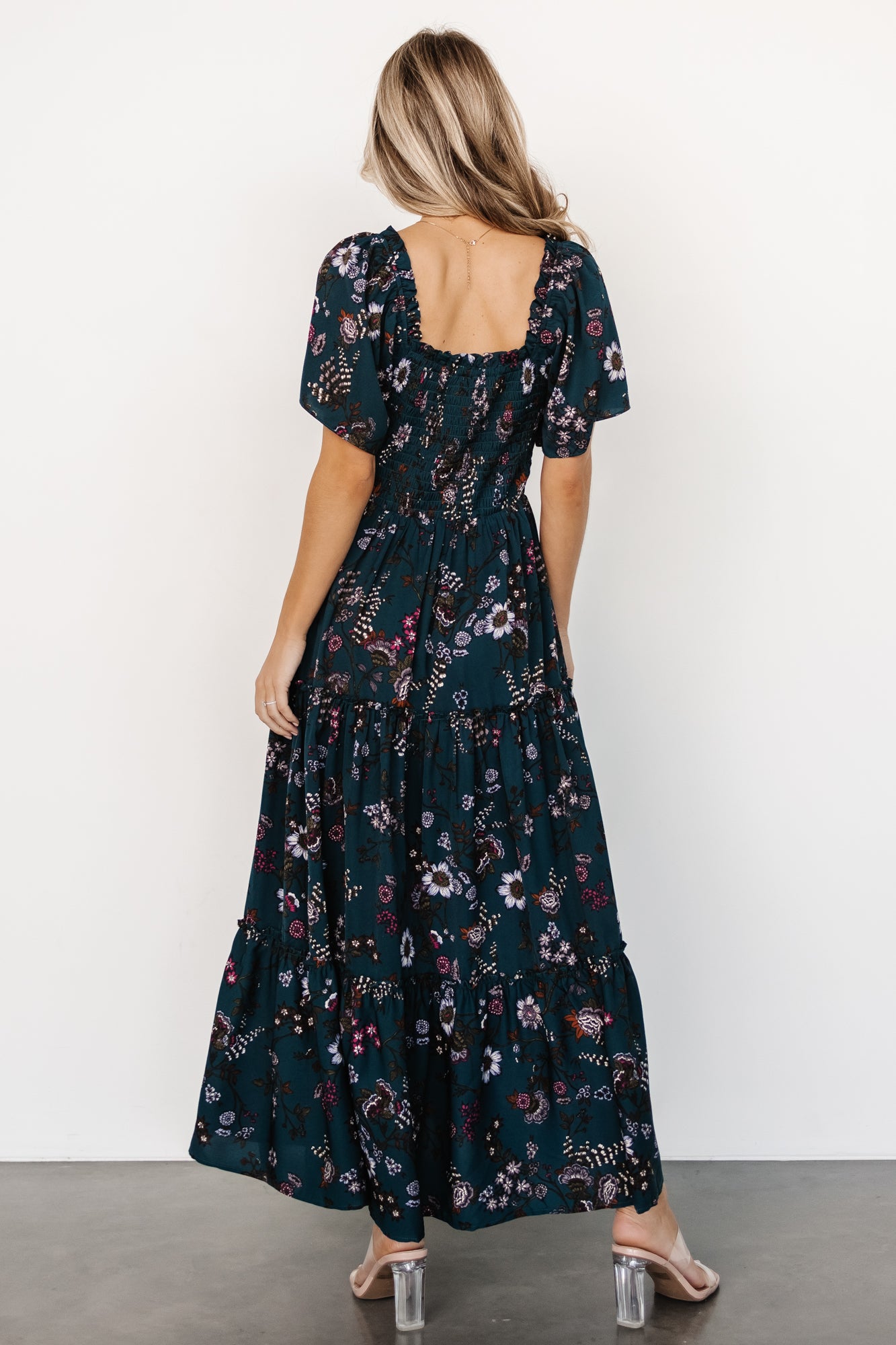 Southampton Smocked Maxi Dress | Jade Blossom-Glamsiq