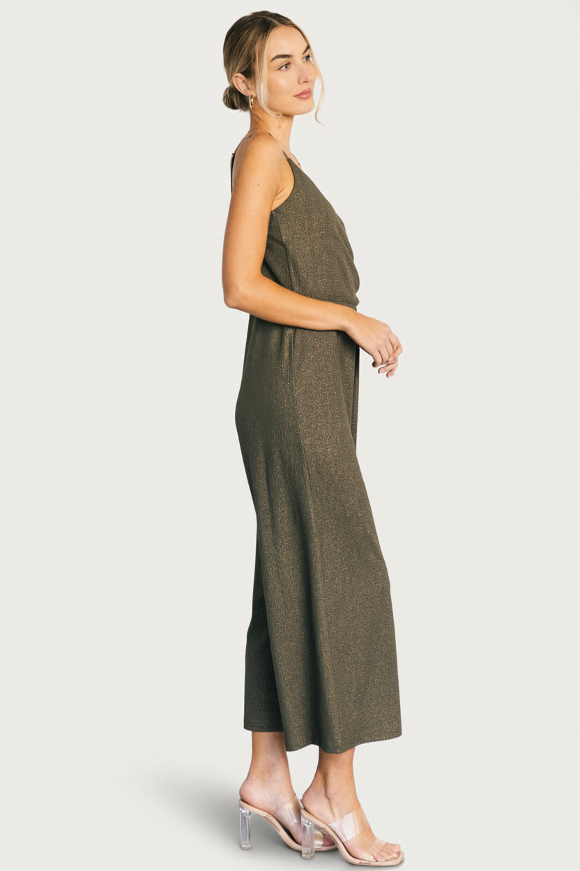 Valencia Jumpsuit | Olive Shimmer-Glamsiq