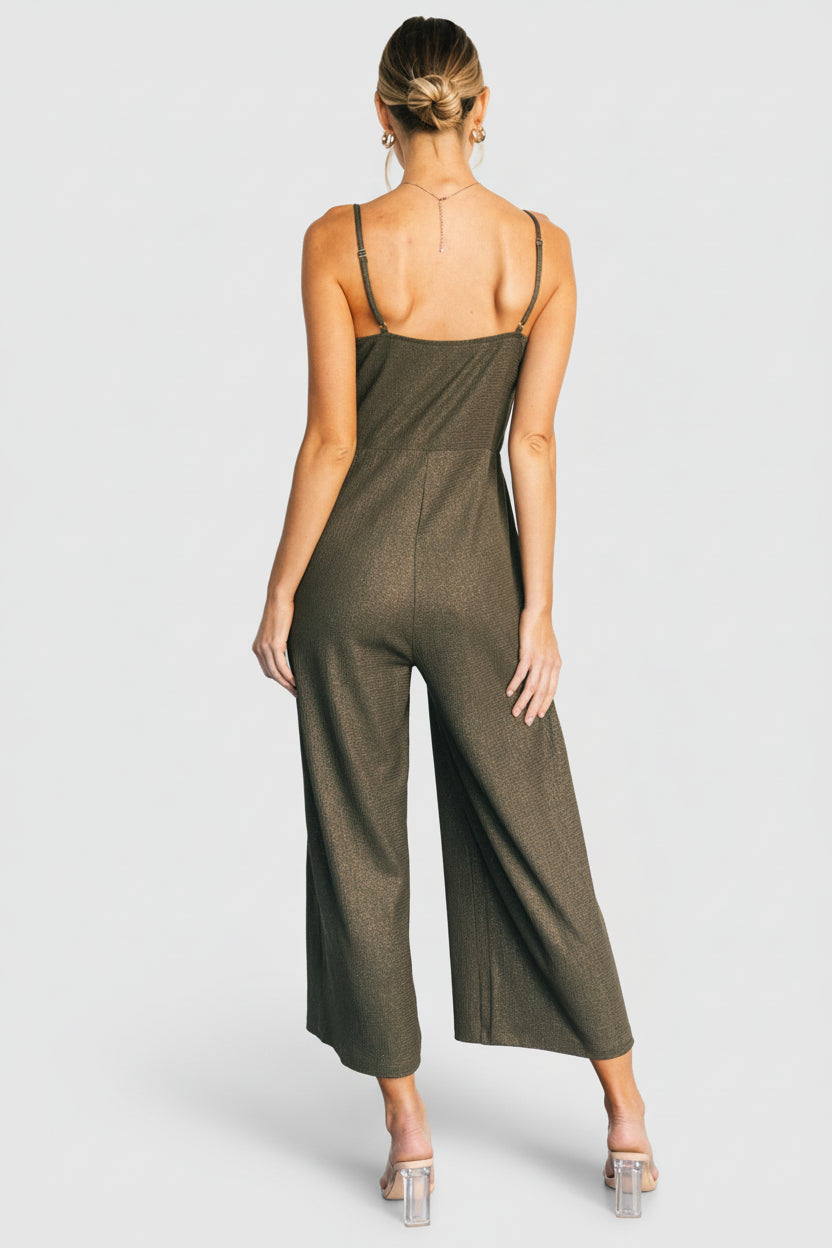 Valencia Jumpsuit | Olive Shimmer-Glamsiq