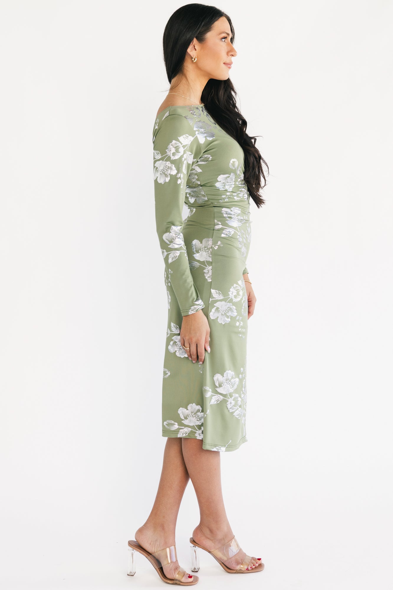 Valeria Midi Dress | Sage + Silver-Glamsiq