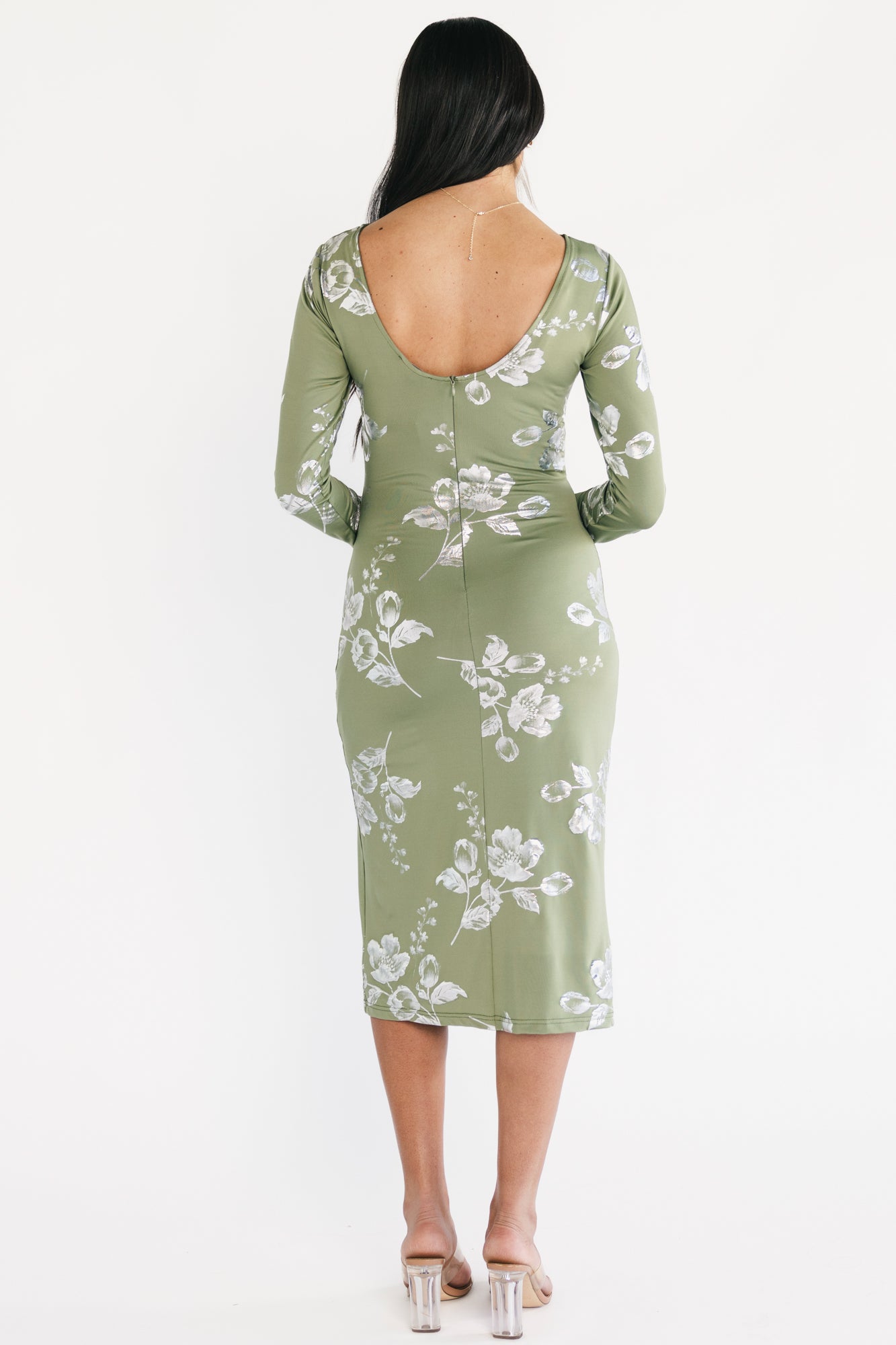 Valeria Midi Dress | Sage + Silver-Glamsiq
