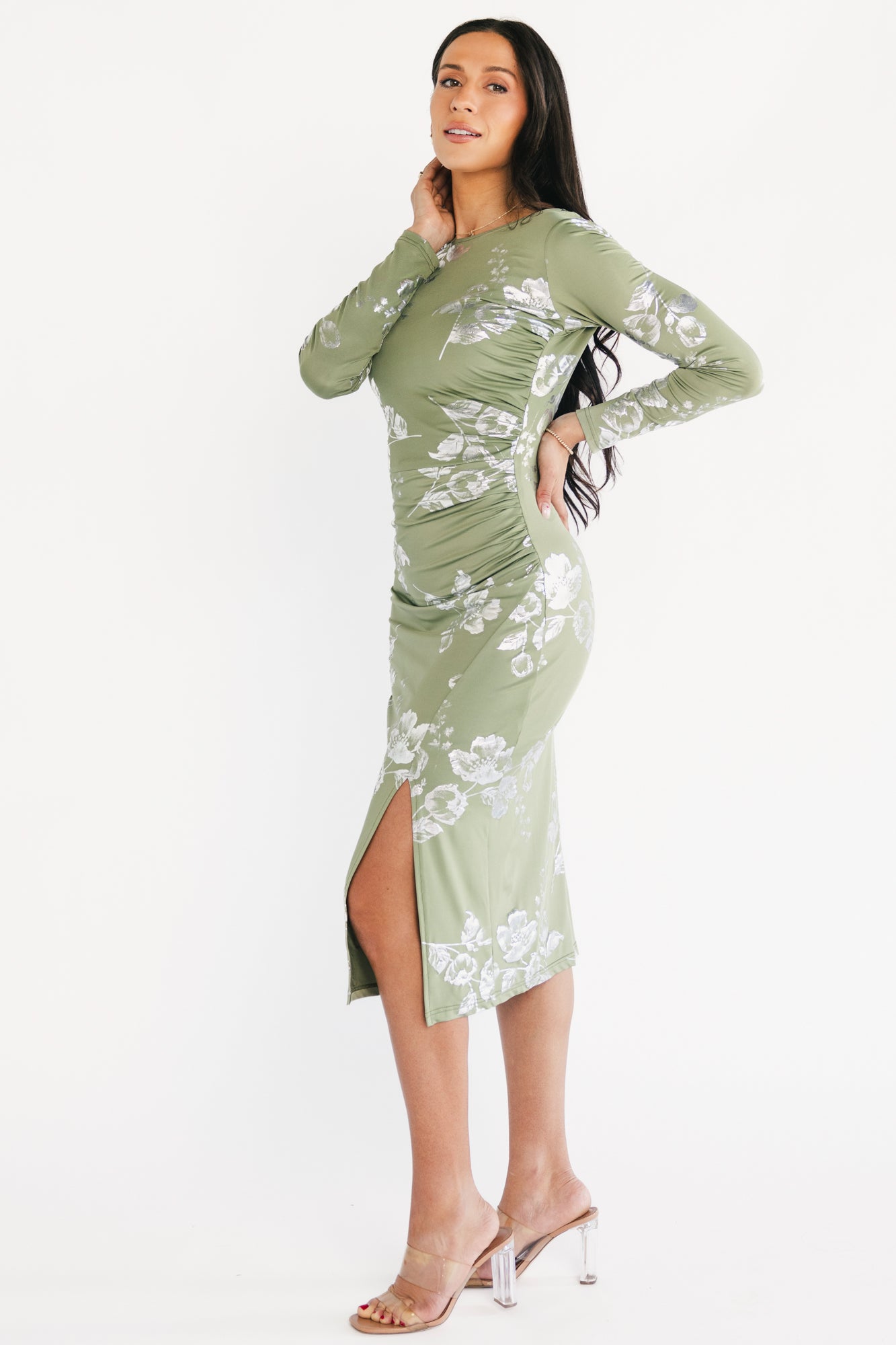 Valeria Midi Dress | Sage + Silver-Glamsiq