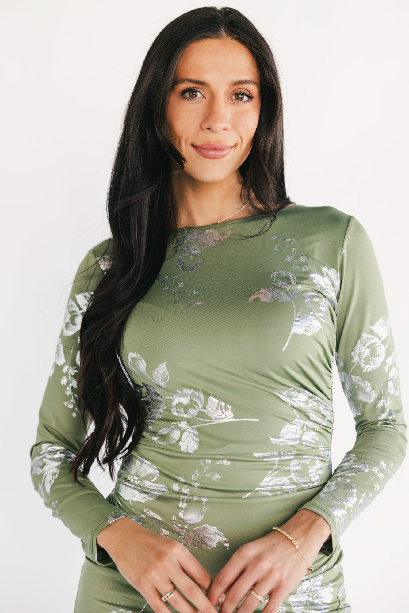 Valeria Midi Dress | Sage + Silver-Glamsiq