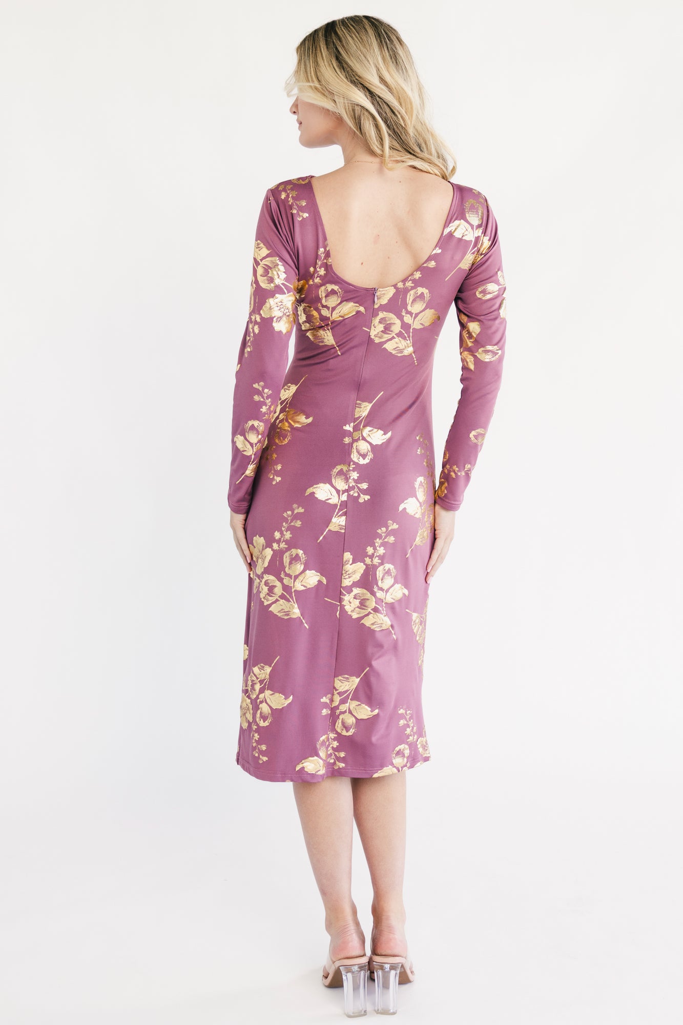 Valeria Midi Dress | Dusty Orchid + Gold-Glamsiq