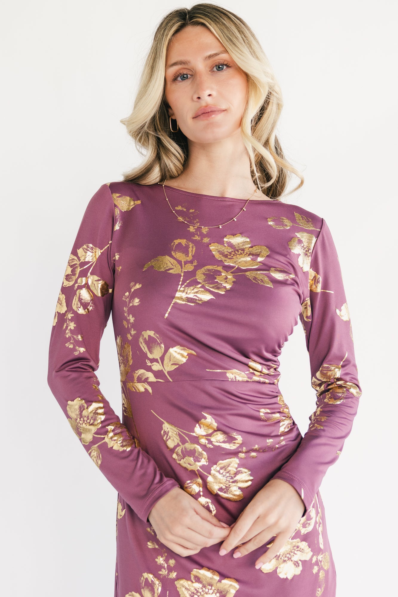 Valeria Midi Dress | Dusty Orchid + Gold-Glamsiq