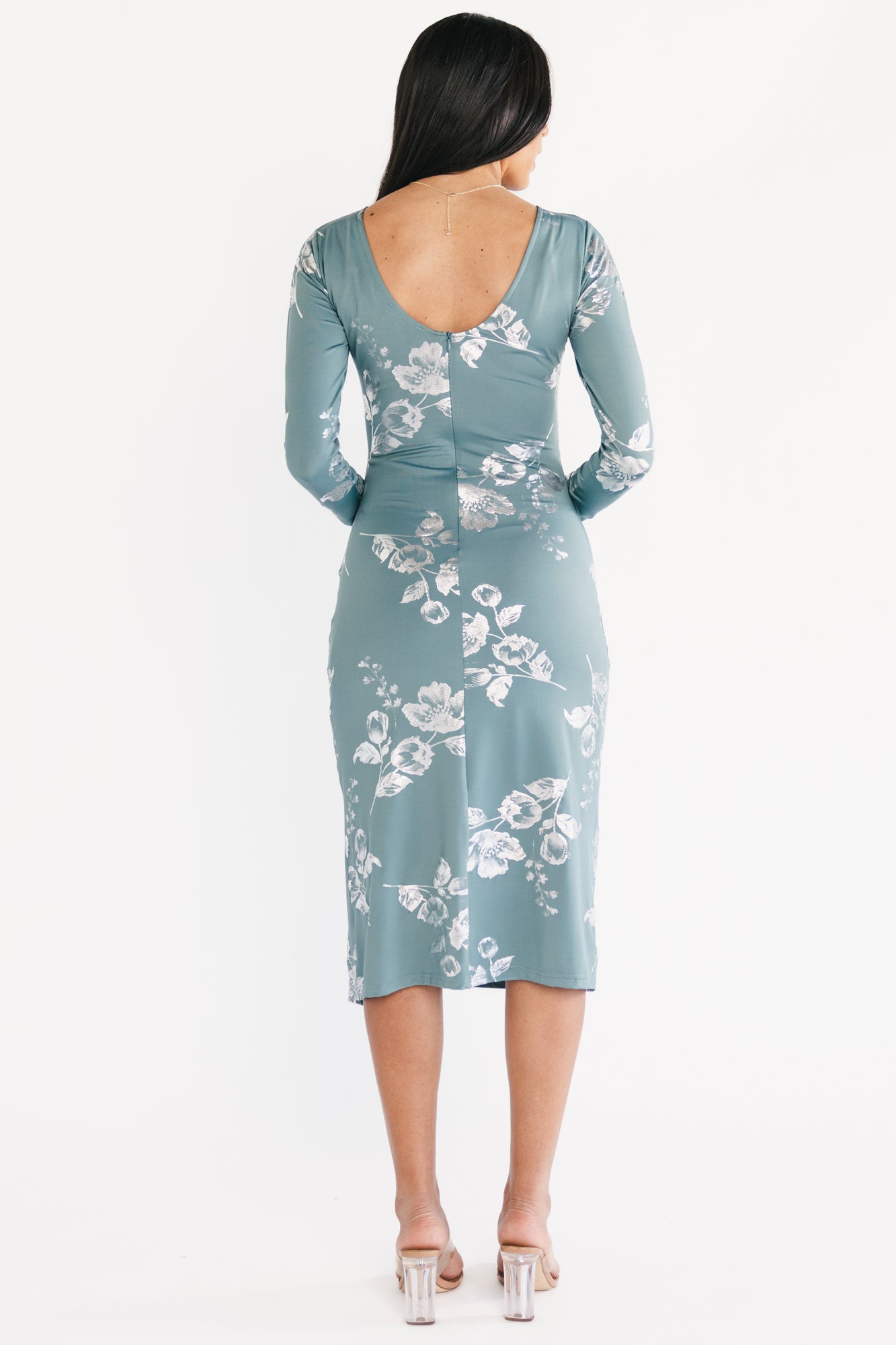 Valeria Midi Dress | Vintage Teal + Silver-Glamsiq