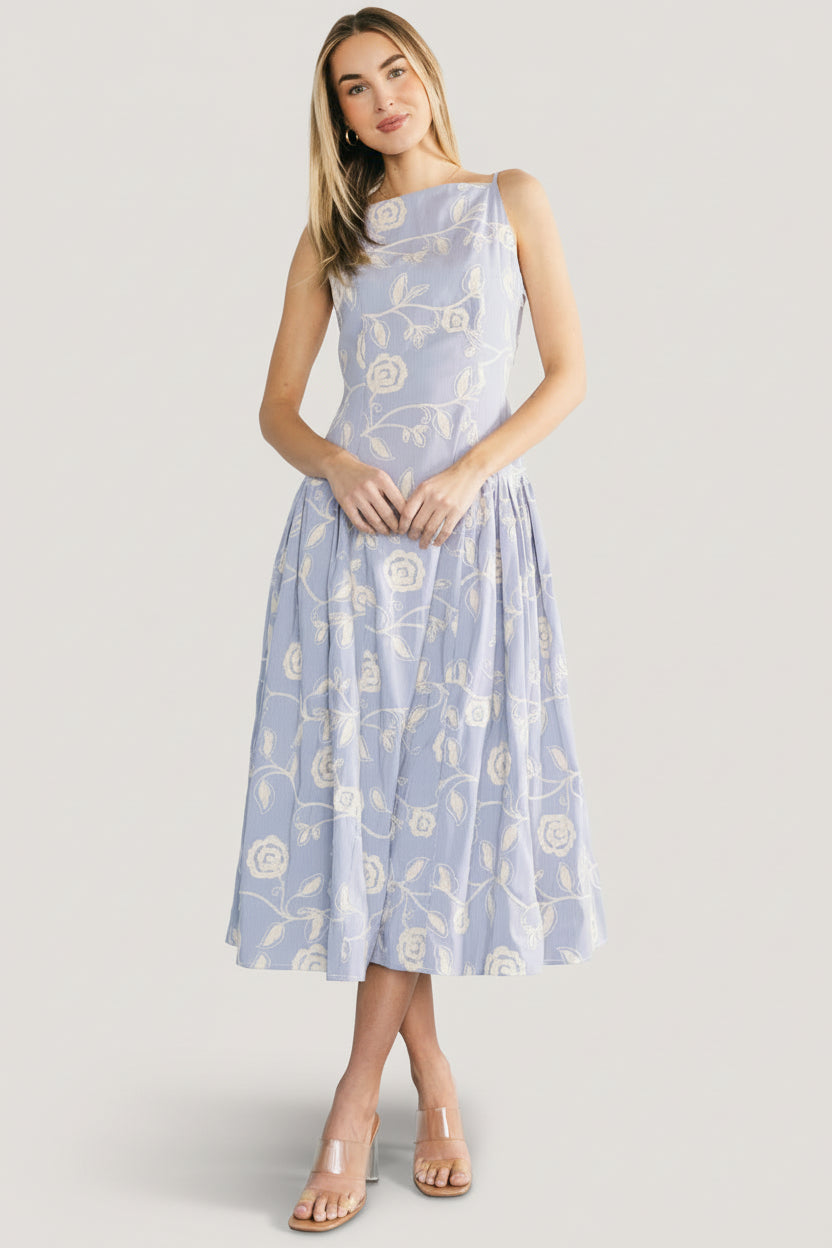 Shea Embroidered Dress | Blue-Glamsiq