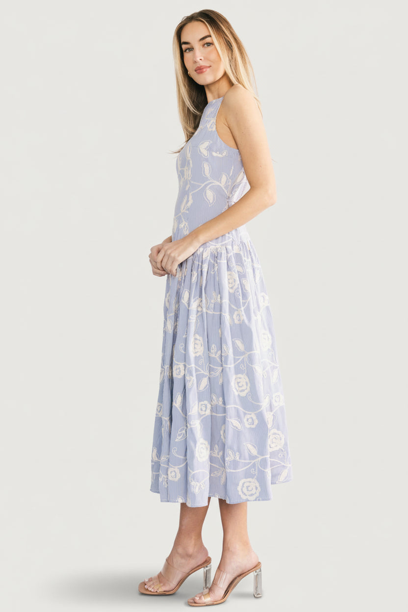 Shea Embroidered Dress | Blue-Glamsiq