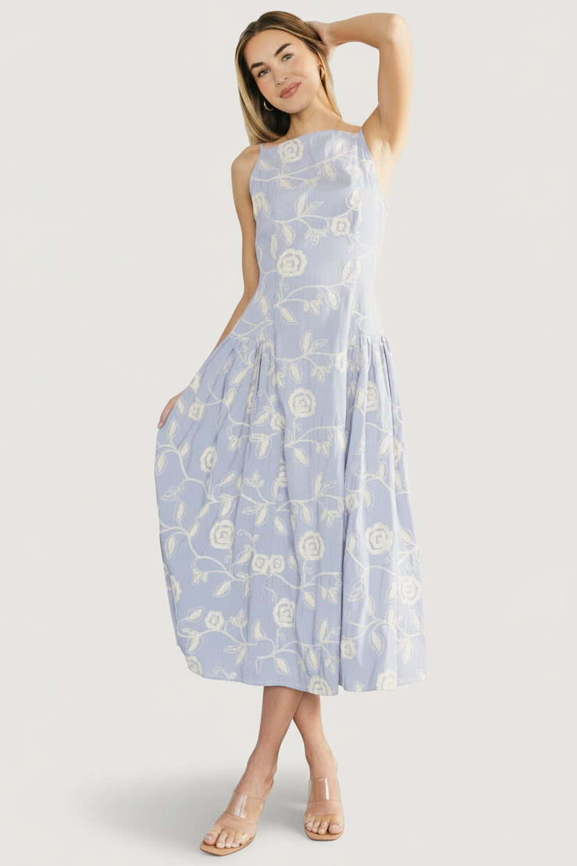 Shea Embroidered Dress | Blue-Glamsiq