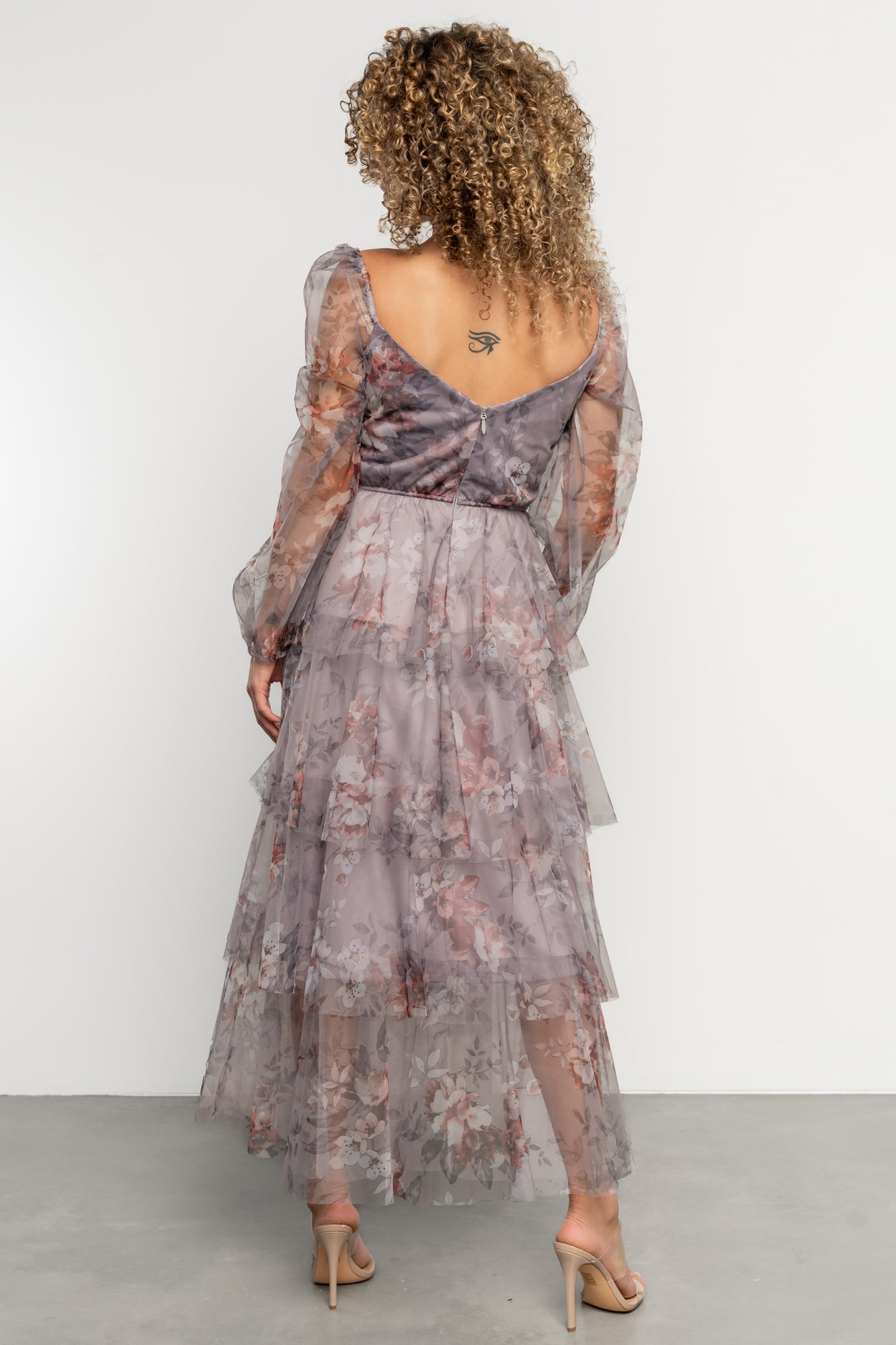 Tessa Tiered Maxi Dress | Lilac Gray Floral-Glamsiq