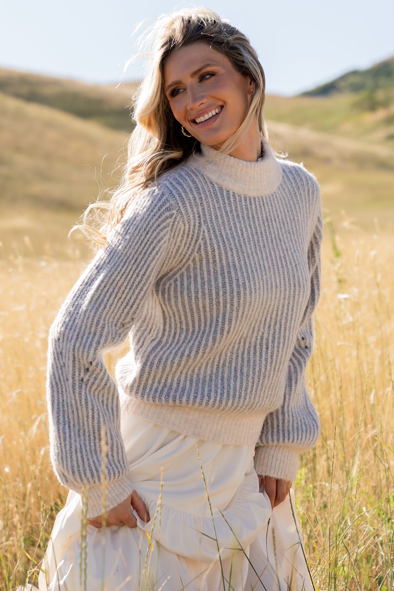 Vanessa Sweater | Natural + Blue Stripe-Glamsiq