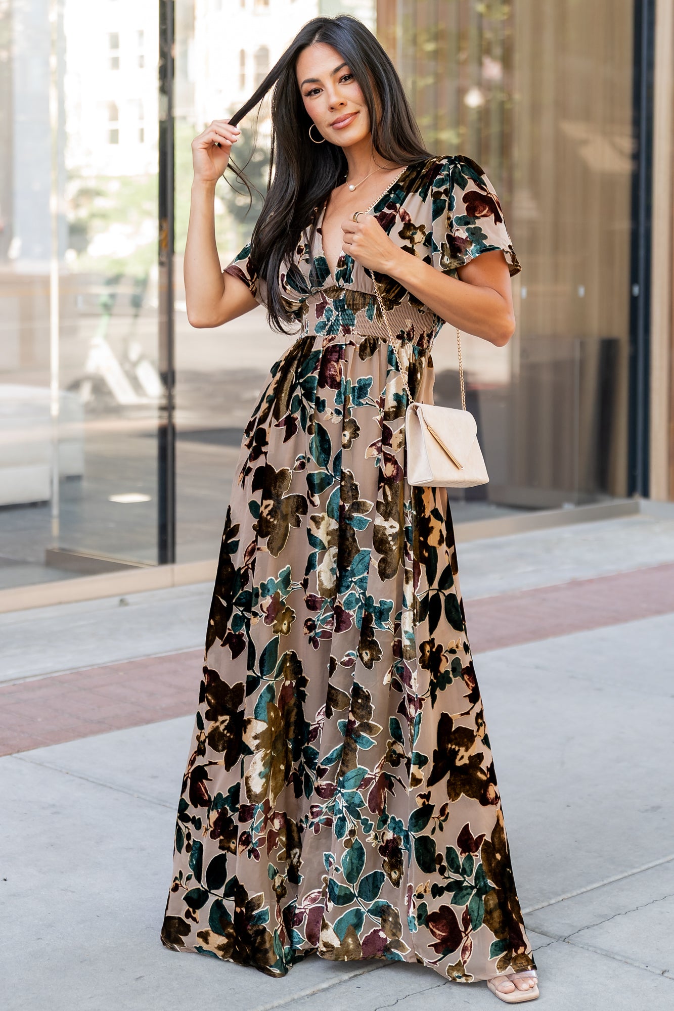 Valen Maxi Dress | Champagne Multi-Glamsiq