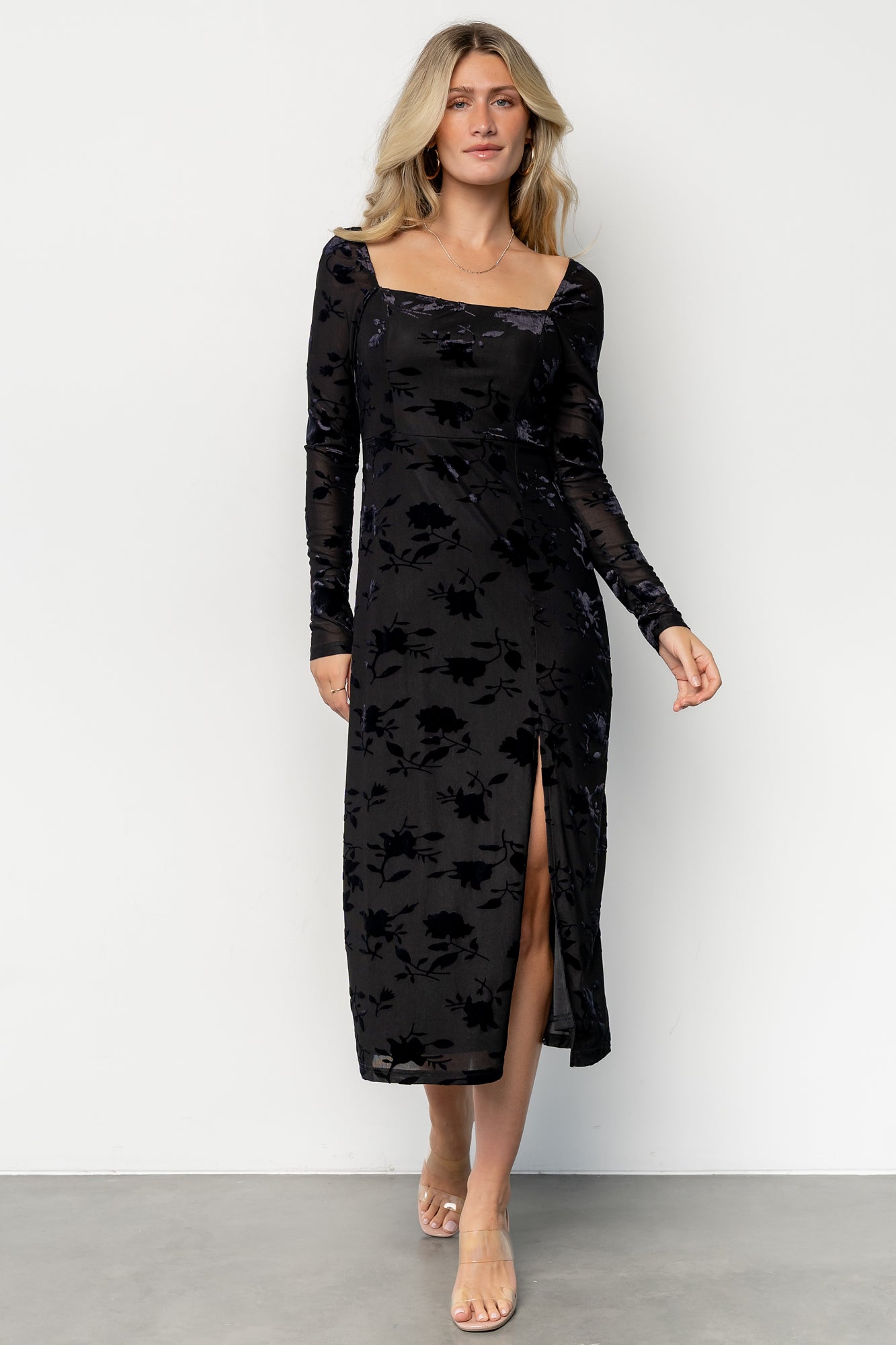 Tamara Midi Dress | Black Floral-Glamsiq