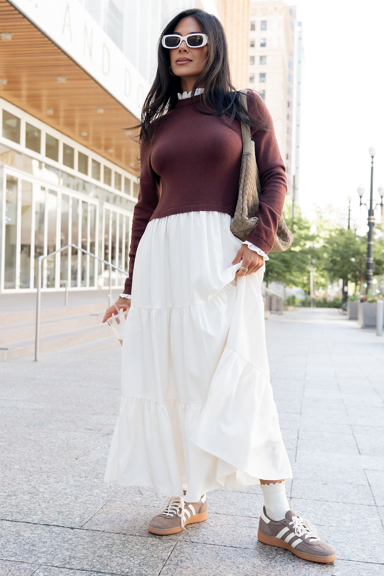 Sophie Sweater Dress | Mahogany + Ivory-Glamsiq