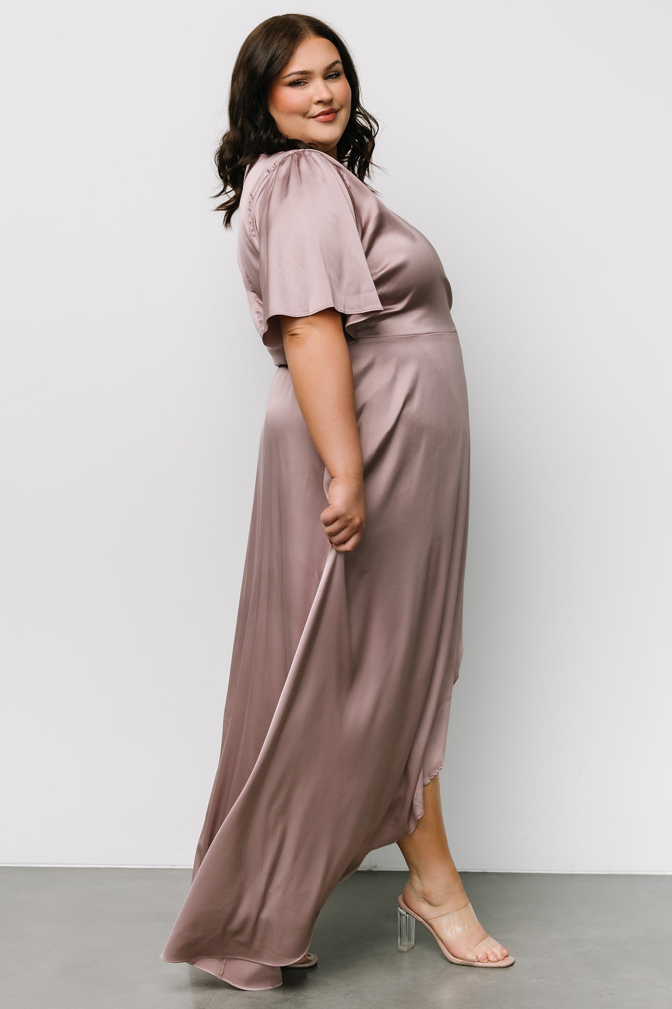 Vara Satin Maxi Wrap Dress | Lilac-Glamsiq